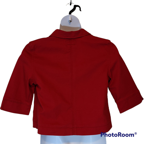 Canyon River Blues Red Denim Cropped Jacket Size L NWT - Picture 2 of 3
